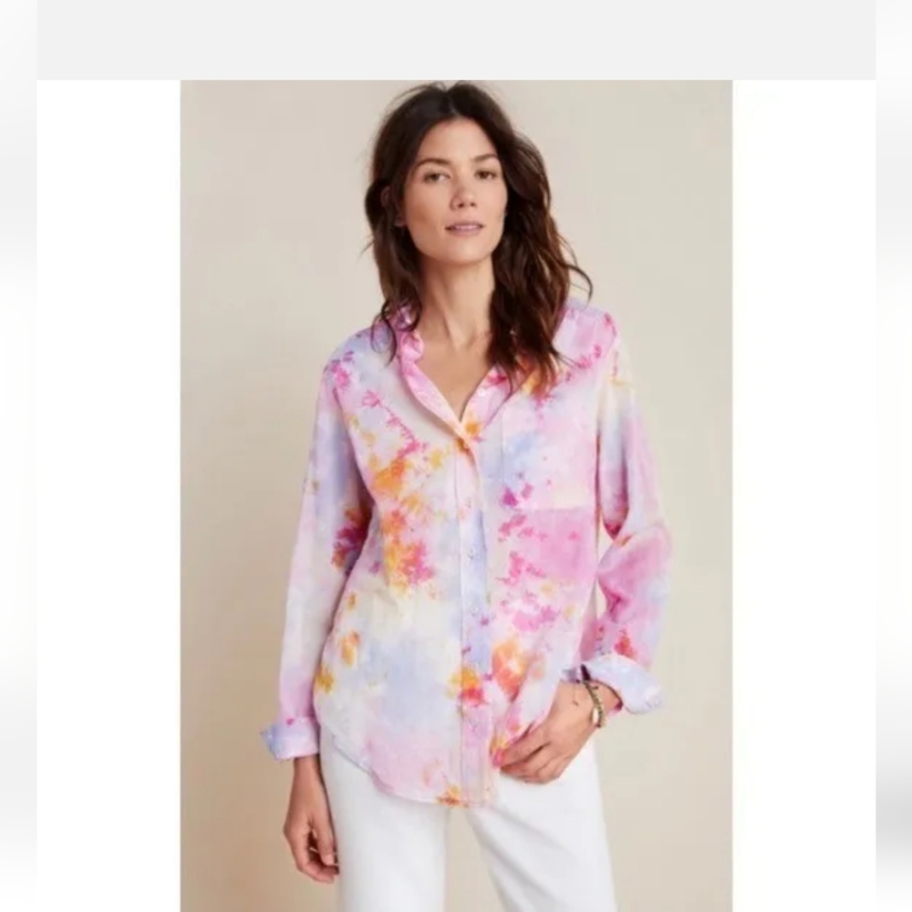 Anthropologie Pilcro and the Letter Press Pink tie-dye Shirt size XS NWT